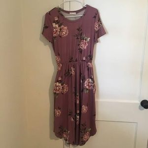 Reb & J Elastic Waist Floral Midi Dress